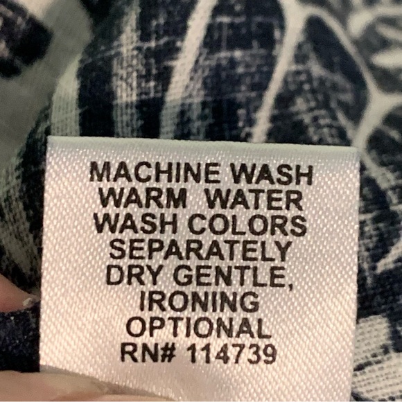 Flax Blue Floral Linen Tunic Top Blouse L Lagenlook Beach Resort Coastal - Picture 15 of 16